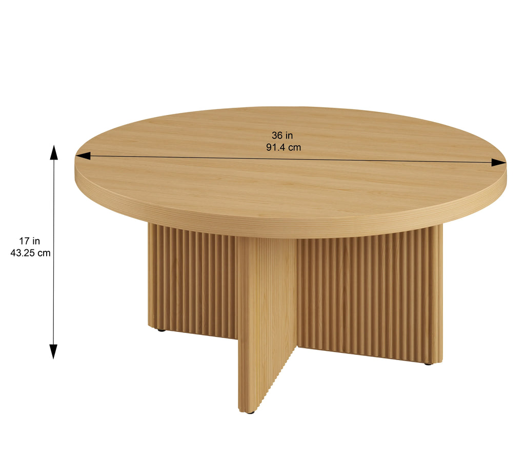 2026 NewBetter Homes & Gardens Lillian Fluted Coffee Table, Natural Pine Finish