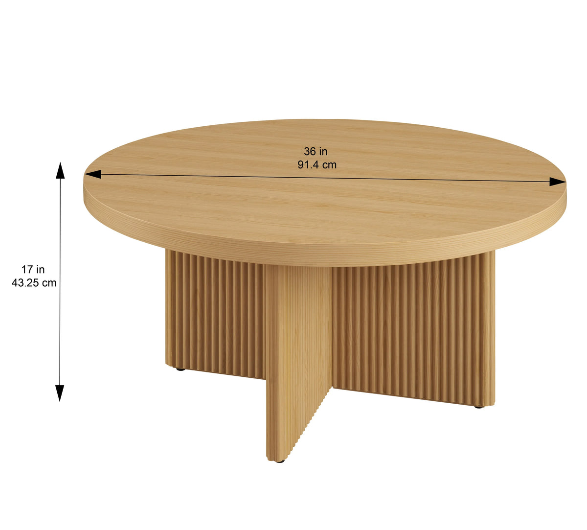 2026 NewBetter Homes & Gardens Lillian Fluted Coffee Table, Natural Pine Finish