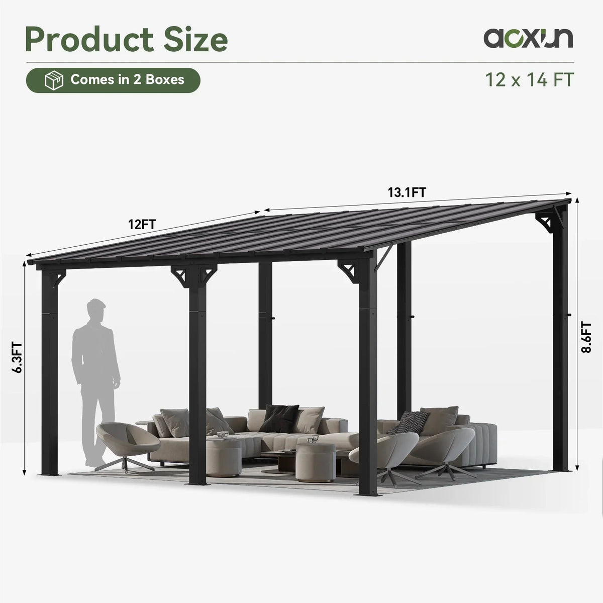 2026 NewAoxun 8' x 5' Gazebo for Patio, Gazebo Pergola with Sloped Roof, Grill Gazebo Large Wall-Mounted Heavy Duty Awnings, for Backyard, Deck, Patio