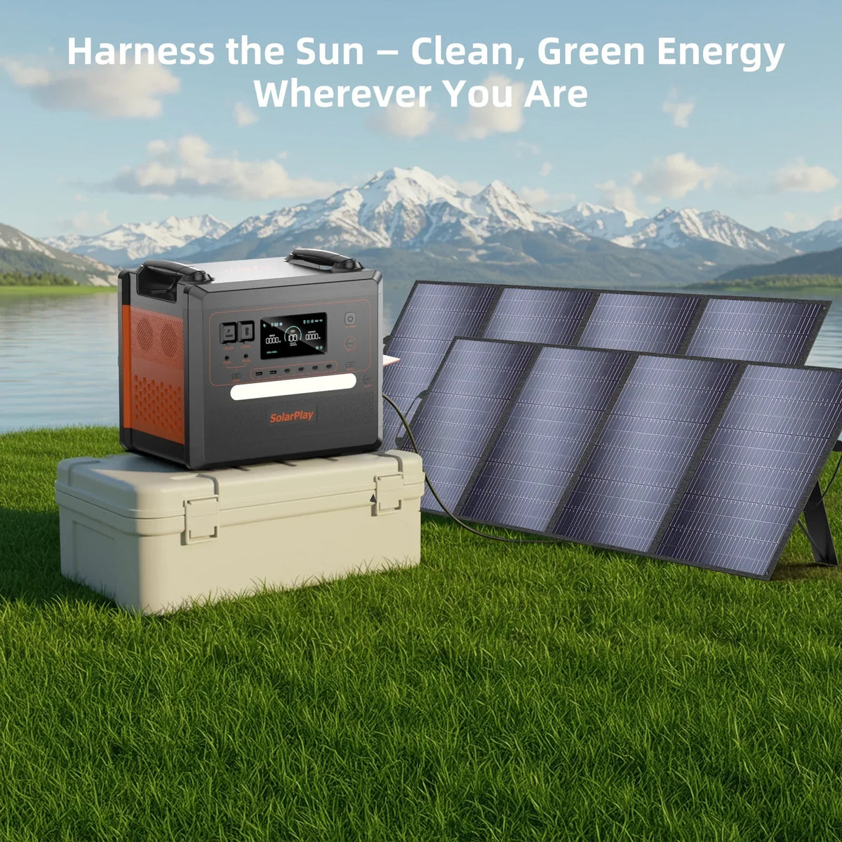2026 NewSolarplay 2400W(4800W Peak) Solar Generator, with 400W Solar Panel,2160Wh Portable LiFePO4 Battery Power Station for Camping Home Backup RV