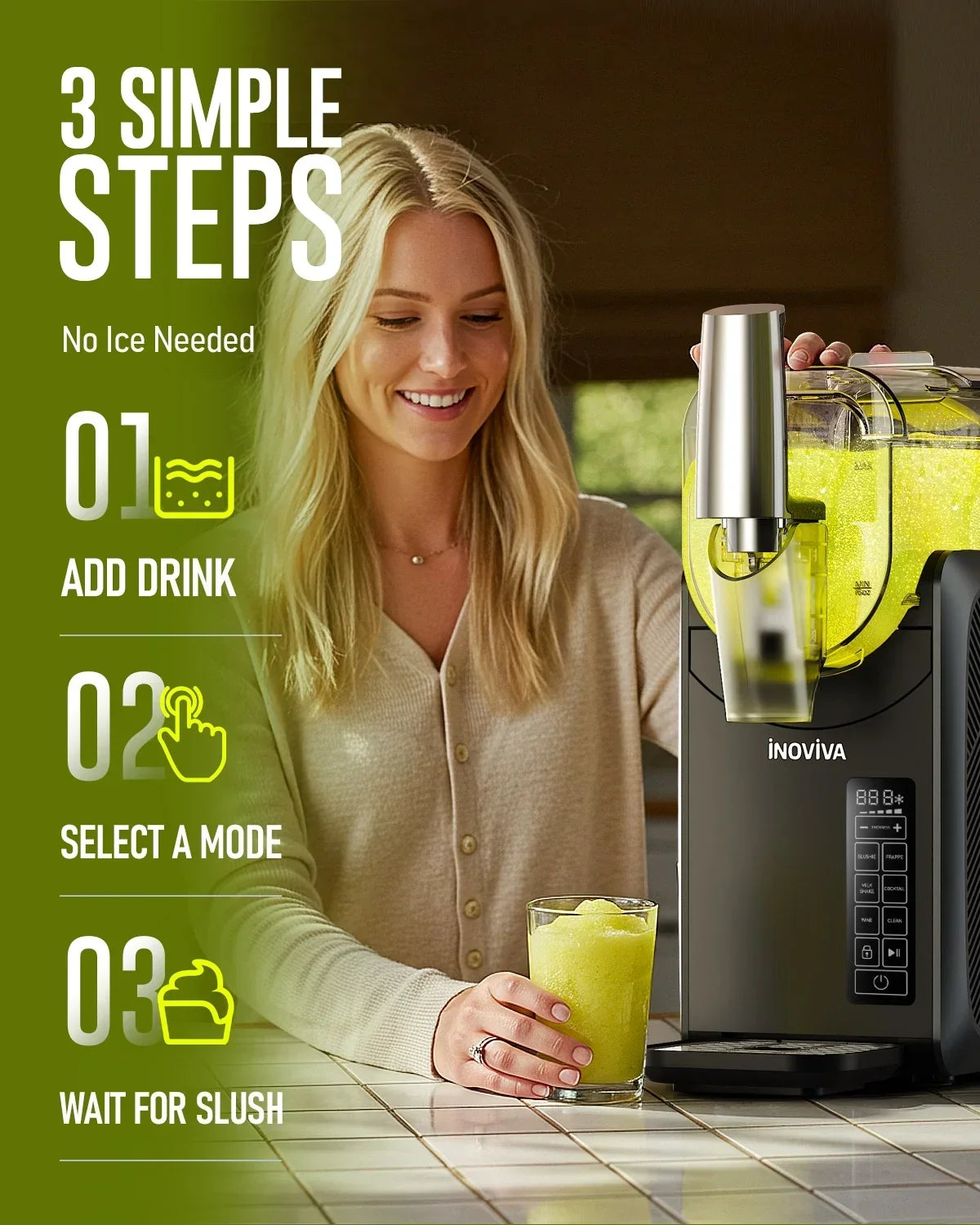 2026 NewSlushie Machine, No Ice Needed, INOVIVA 68 oz Frozen Drink Maker for Home with Self-Cleaning, 5 Preset Programs, Frozen Margaritas, Frapp"s, Milkshake, and More