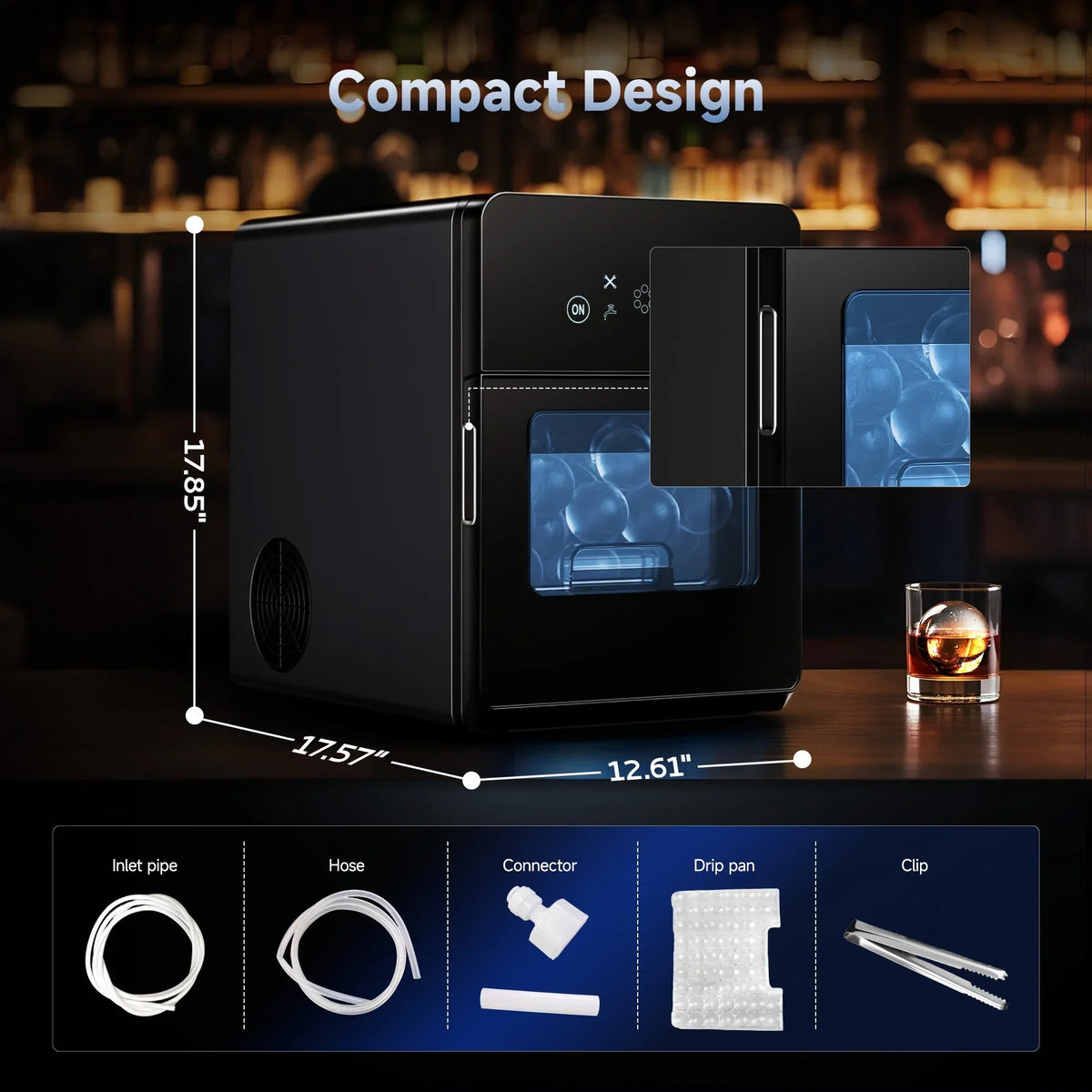 2026 NewSimzlife Sphere Ice Maker,10 pcs/Hour, 150 pcs/Day,Clear Ice Ball Maker with Enhanced Insulation, with LCD Touch Screen, Self-Cleaning, Quiet Home and Bar Ice for Whiskey Bourbon Parties