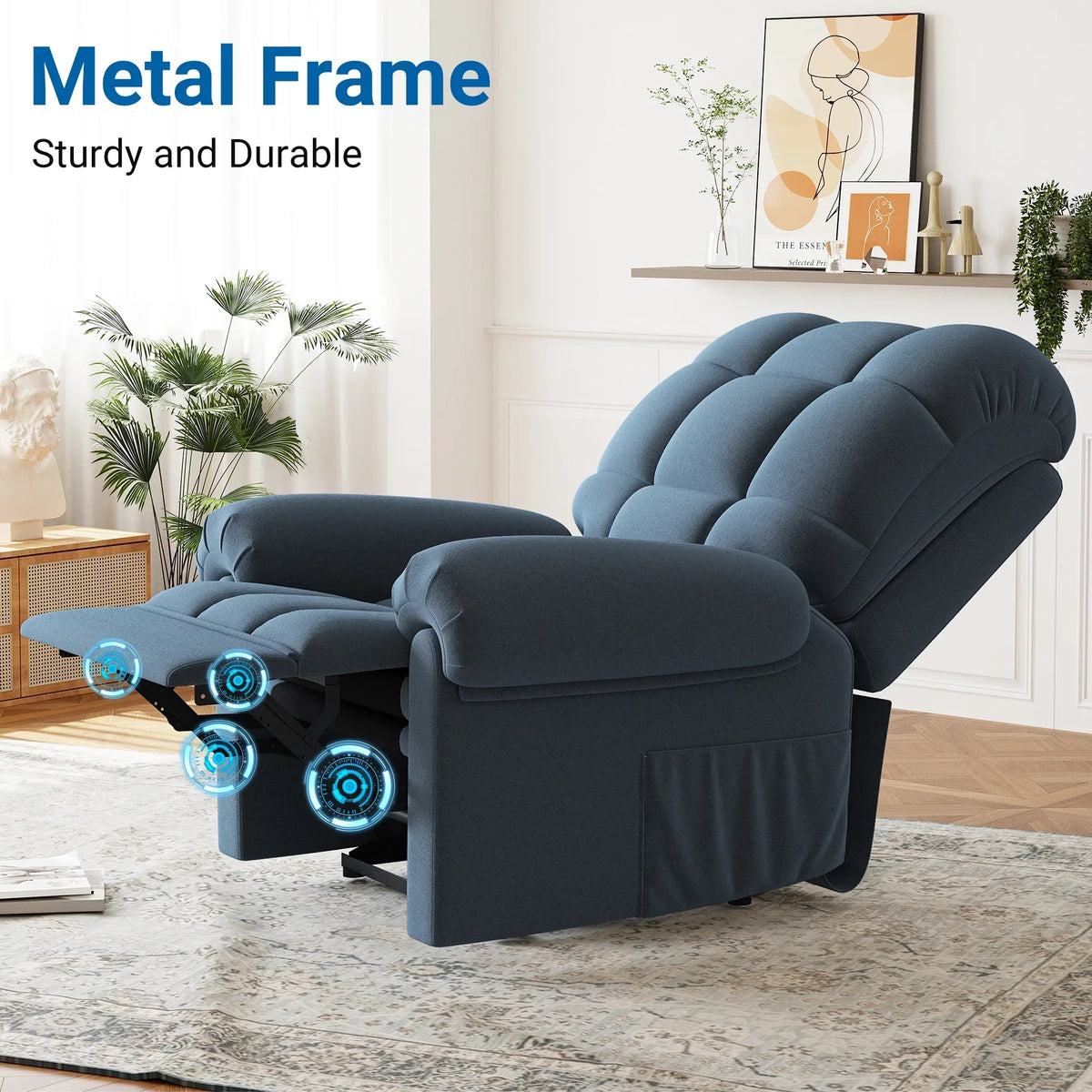 2026 NewPower Recliner Chair,Electric Recline Sofa Chair for Adults with USB Port,Comfy Teddy Fleece Adjustable Cloud Sofa,Tool-Free Setup,Beige White