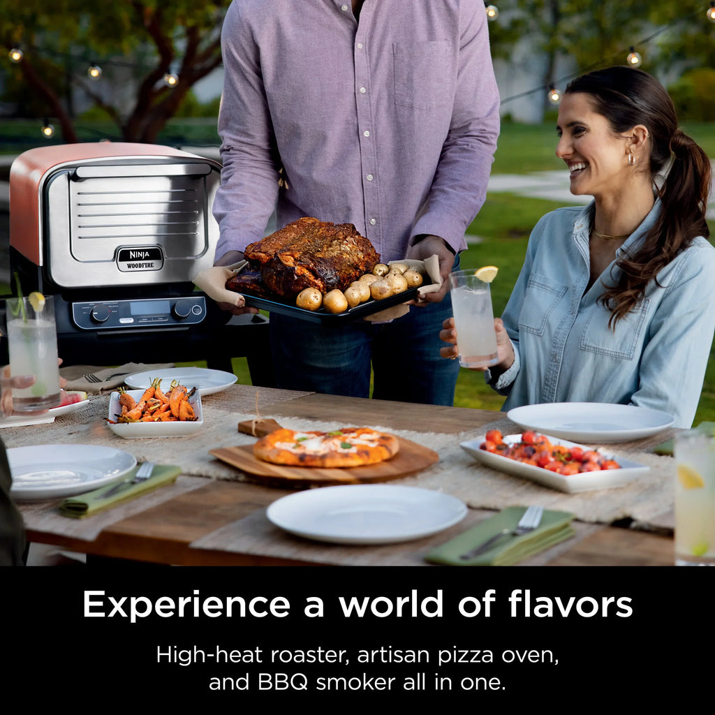 2026 NewNinja Woodfire Pizza Oven, 5-in-1 outdoor oven, 5 Pizza Settings, Ninja Woodfire Technology, up to 700" F heat, BBQ smoker, Electric