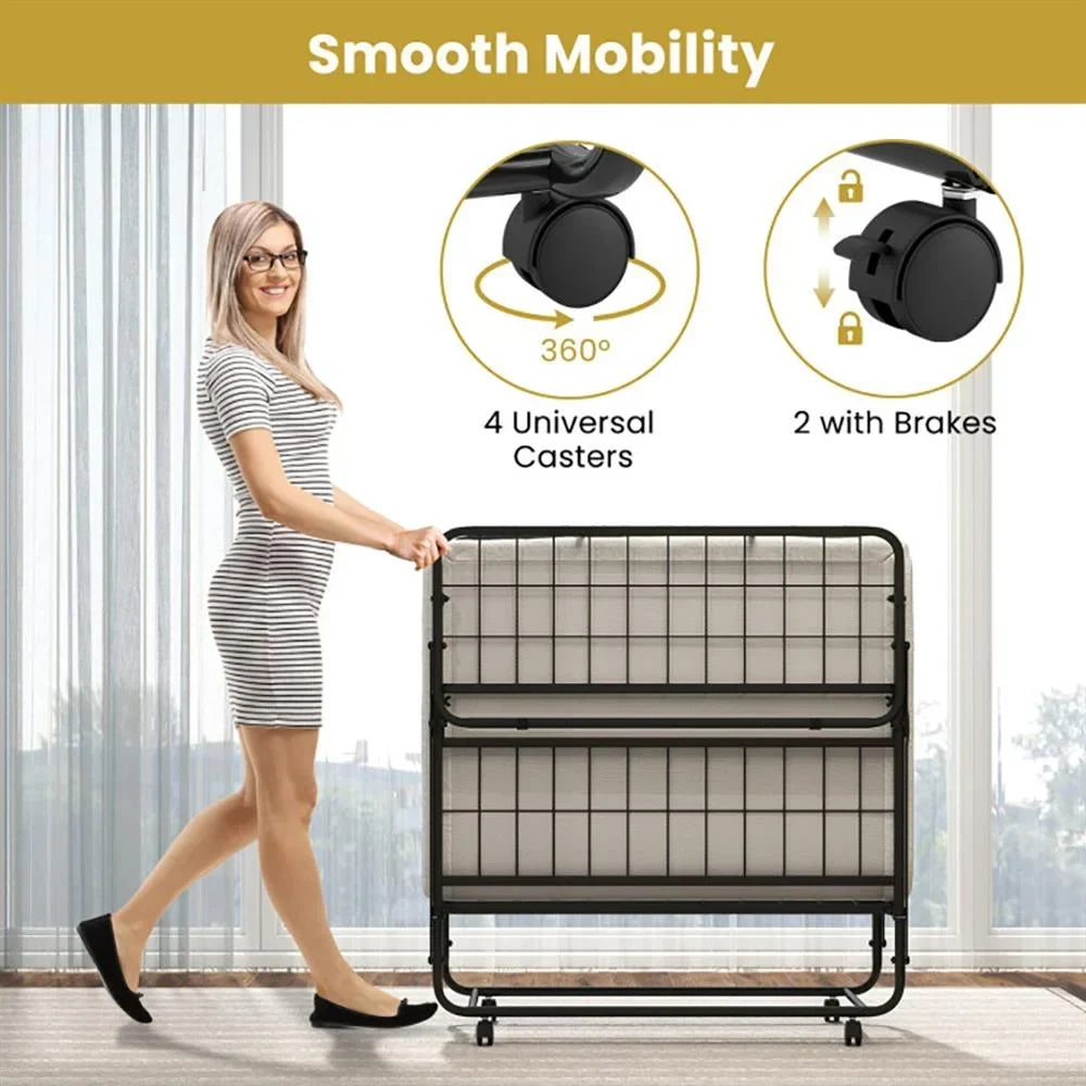 2026 NewKepooman Twin Size Folding Bed with Memory Foam Mattress and Heavy-duty Metal Frame