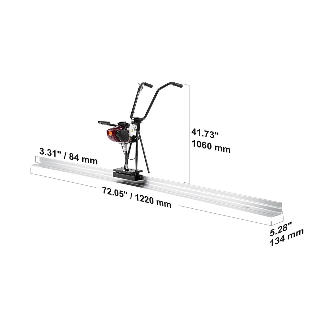 2026 NewKFFKFF Concrete Power Screed with 4 ft Aluminum Board, Cement Finishing Vibrating Motor, Adjustable Handles, and 6500RPM Efficiency