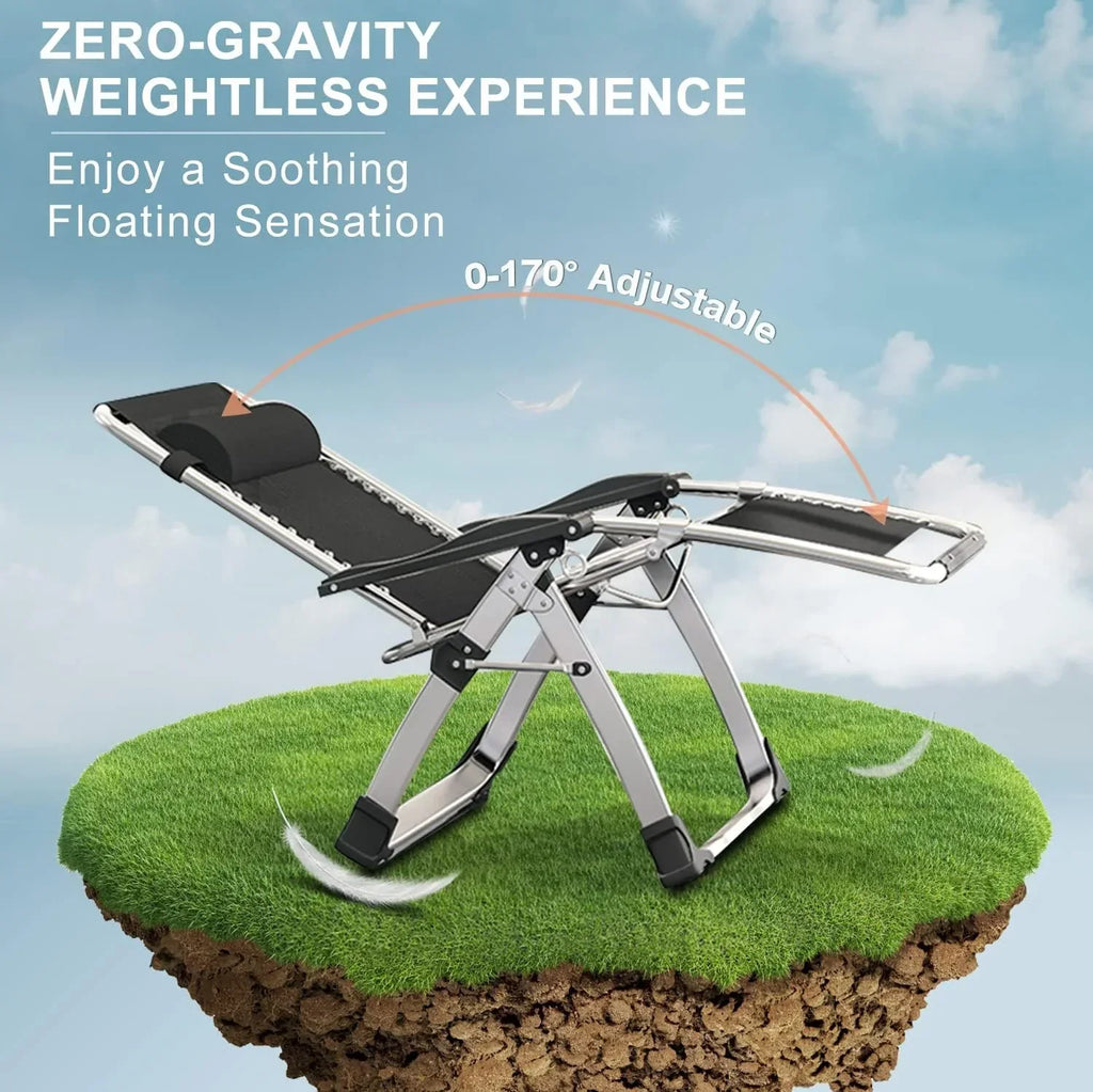 2026 NewNAIZEA 2 Pack Zero Gravity Chair, Foldable Portable Lawn Recliner with Cushion, Headrest, Cup Holder, Black
