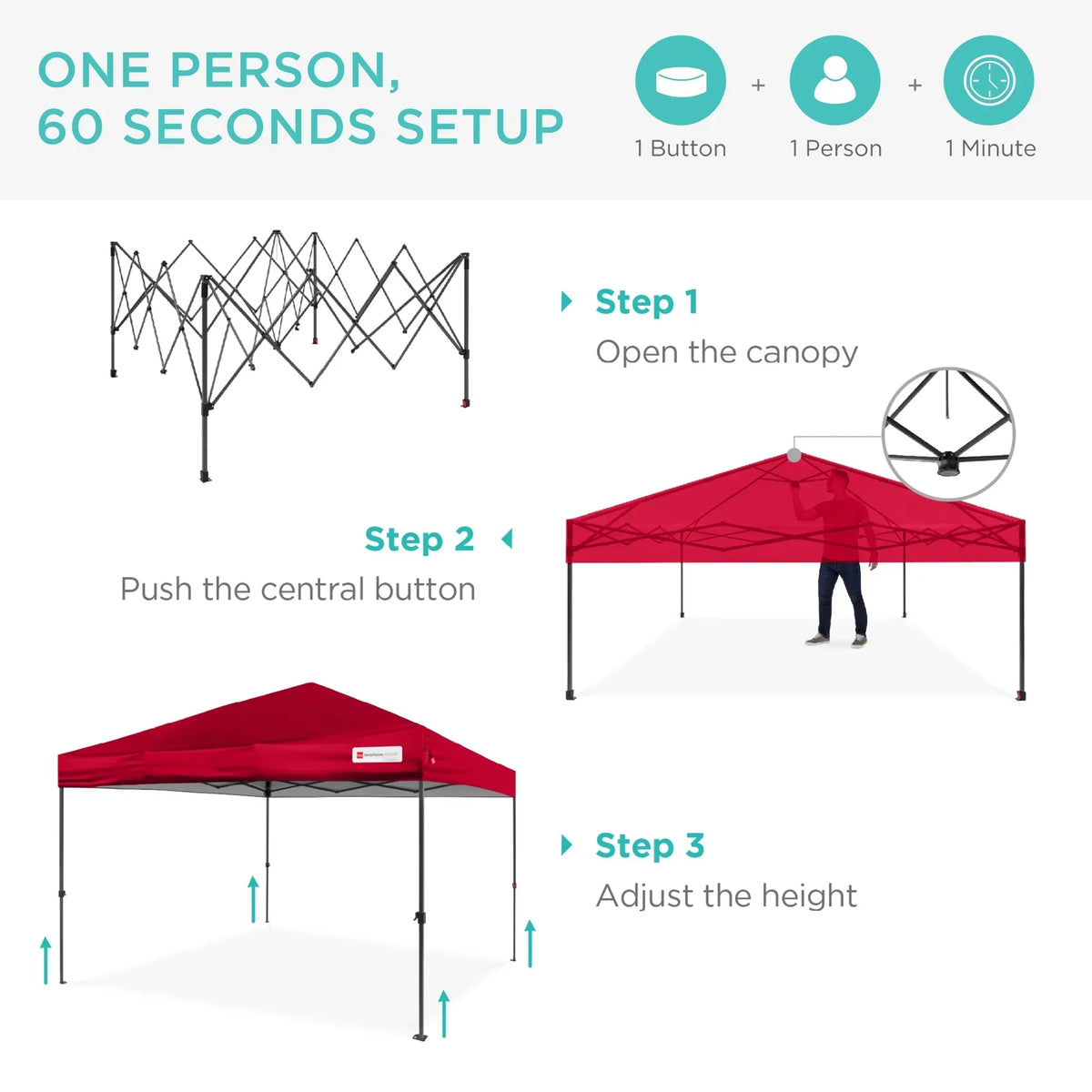 2026 NewBest Choice Products 12x12ft Easy Setup Pop Up Canopy w/ 1-Button Setup, Wheeled Case, 4 Weight Bags - Navy Blue