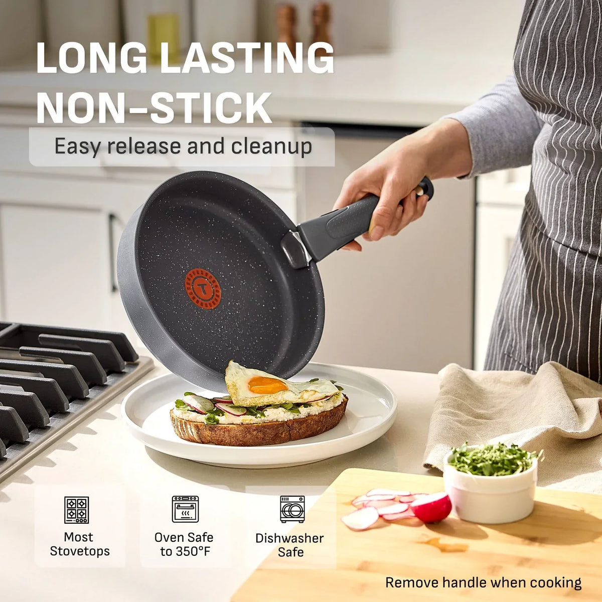 2026 NewT-fal Ingenio Essentials Nonstick, 11 Piece Cookware Set, Detachable Handle, Oven, Broiler, Dishwasher Safe, RV, Grey Granite