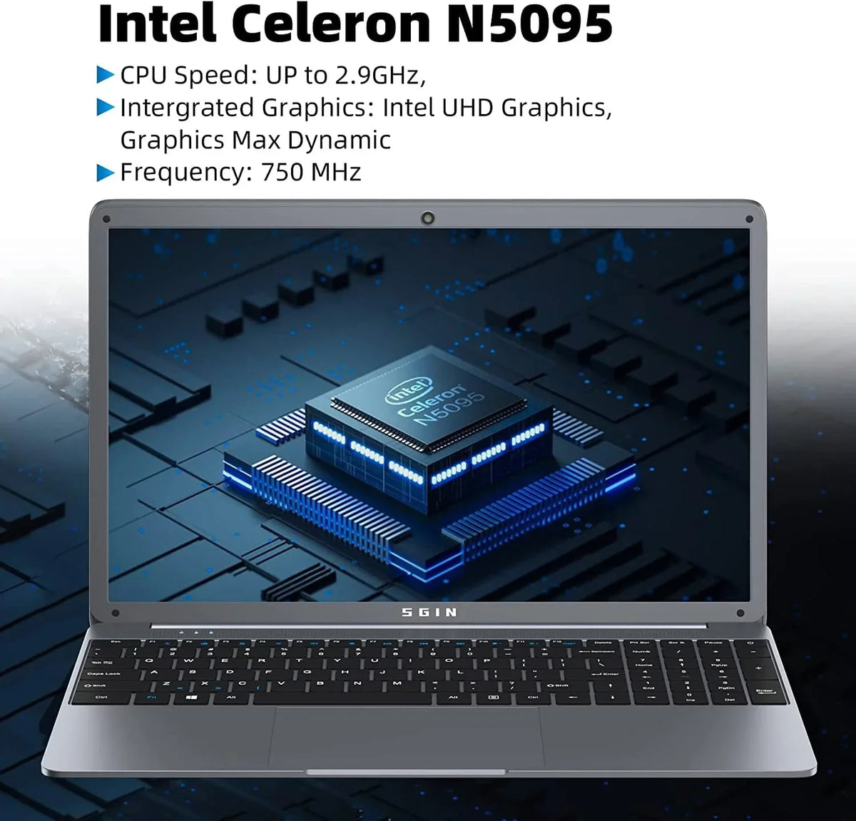 2026 NewSGIN 15.6inch Laptop 12GB DDR4 512GB SSD Windows 11 with Intel Celeron N5095A Full HD 1920x1080