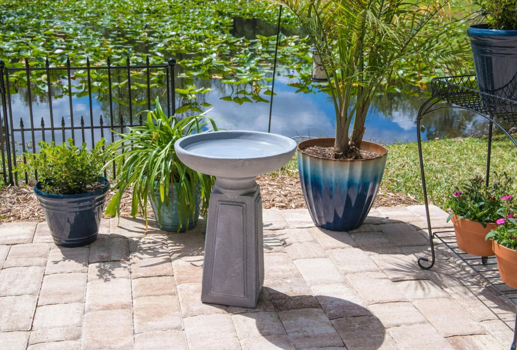 2026 NewPedestal Outdoor Bird Bath with Gray Finish