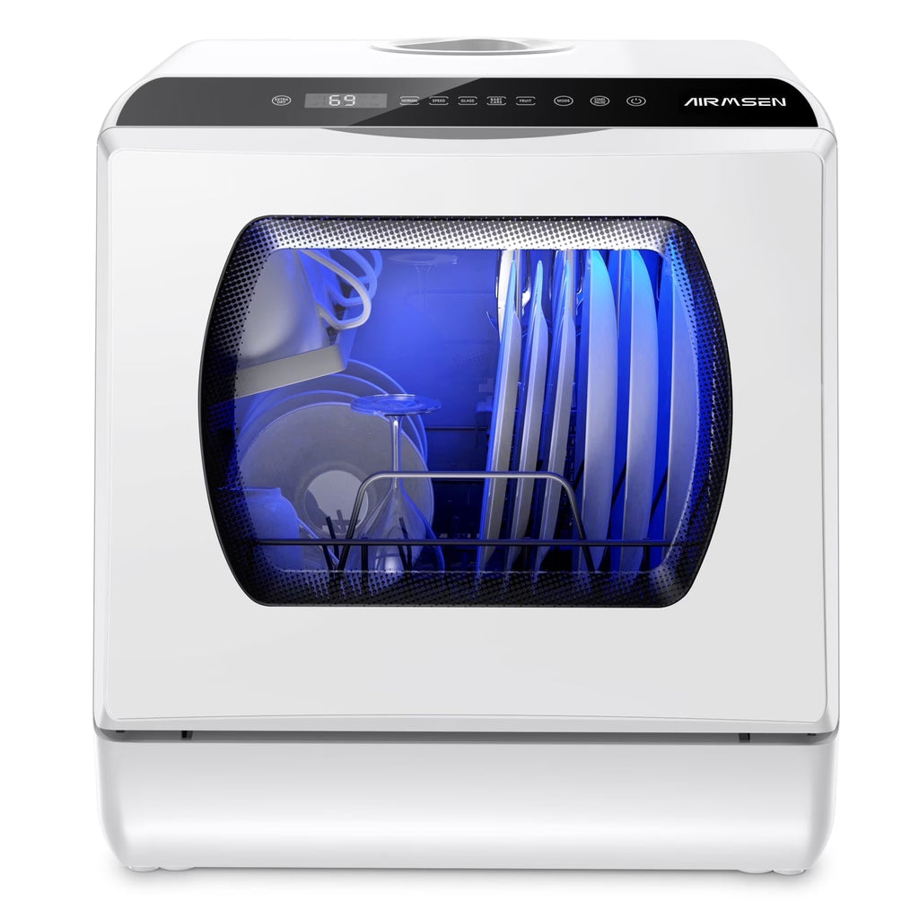 2026 NewAIRMSEN Portable Countertop Dishwasher with 5-Liter Built-in Water Tank and Air-Dry Function, 5 Washing Programs Mini Dishwasher, AE-TDQR03
