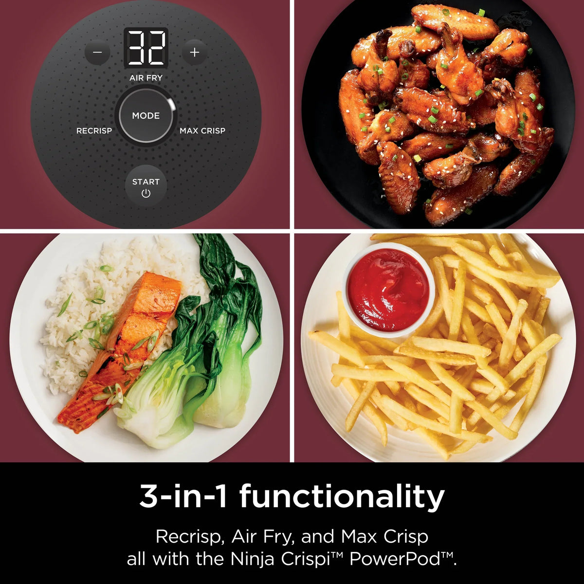 2026 NewNinja Crispi 3-in-1 Portable Glass Air Fryer Cooking System, 1500W, 4-Qt & 5-Cup TempWare Glass Containers with Storage Lids, Microwave, Freezer & Dishwasher Safe, White, FN100WH