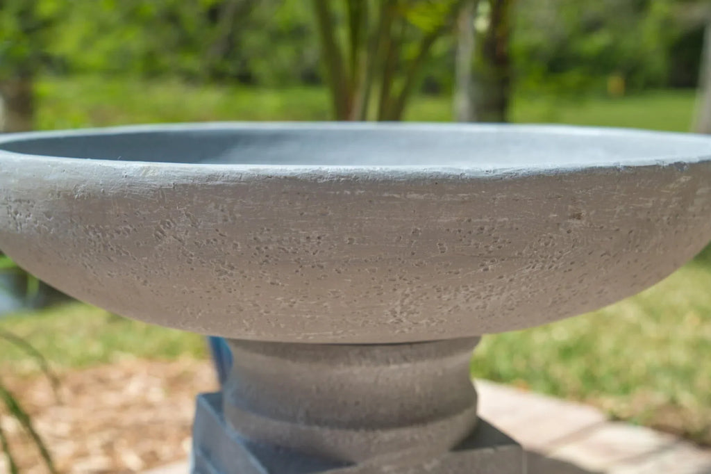 2026 NewPedestal Outdoor Bird Bath with Gray Finish