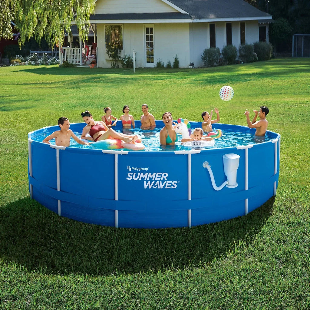 2026 NewOpen Box Summer Waves Active 10 Foot Metal Frame Above Ground Pool Set w/ Pump