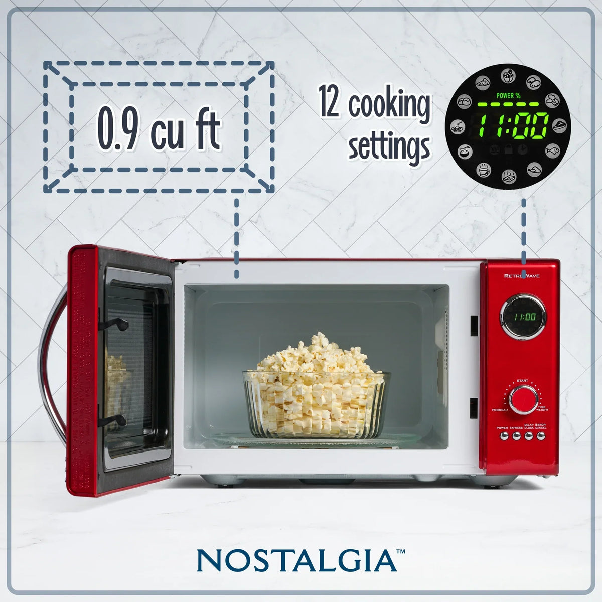 2026 NewNostalgia Retro Microwave for Countertop 0.9 cu ft Vintage Microwave, Ivory