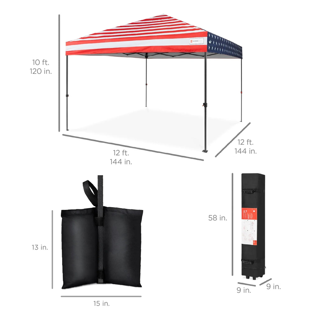 2026 NewBest Choice Products 12x12ft Easy Setup Pop Up Canopy w/ 1-Button Setup, Wheeled Case, 4 Weight Bags - Navy Blue