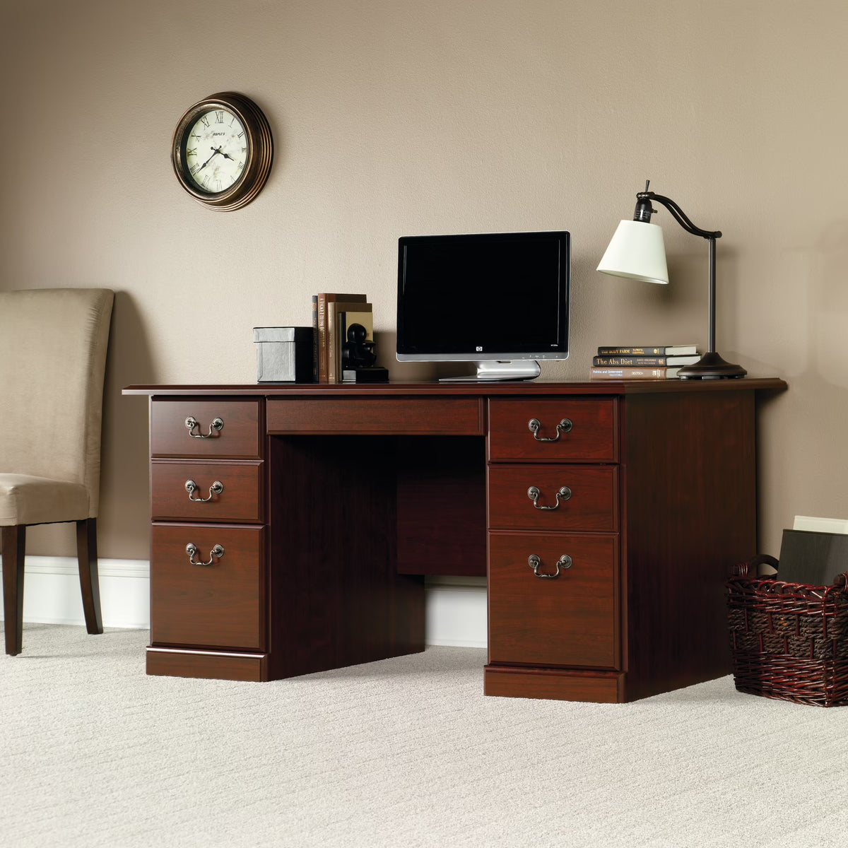 2026 NewSauder Heritage Hill Computer Desk, Classic Cherry Finish