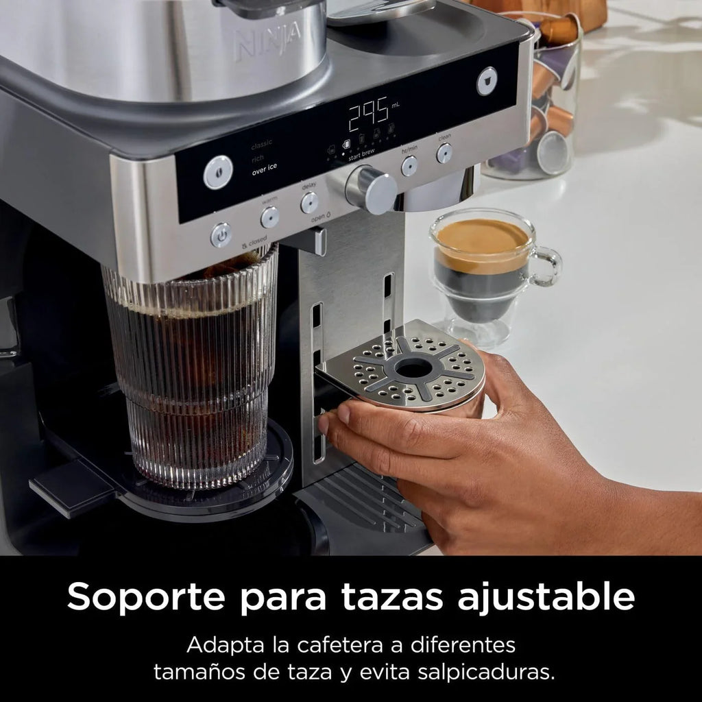 2026 Cafetera Ninja Prestige CFN802EU 2 en 1 de filtro y cápsulas con espumador incorporado, prepara lattes, café helado y flat whites, color negro.