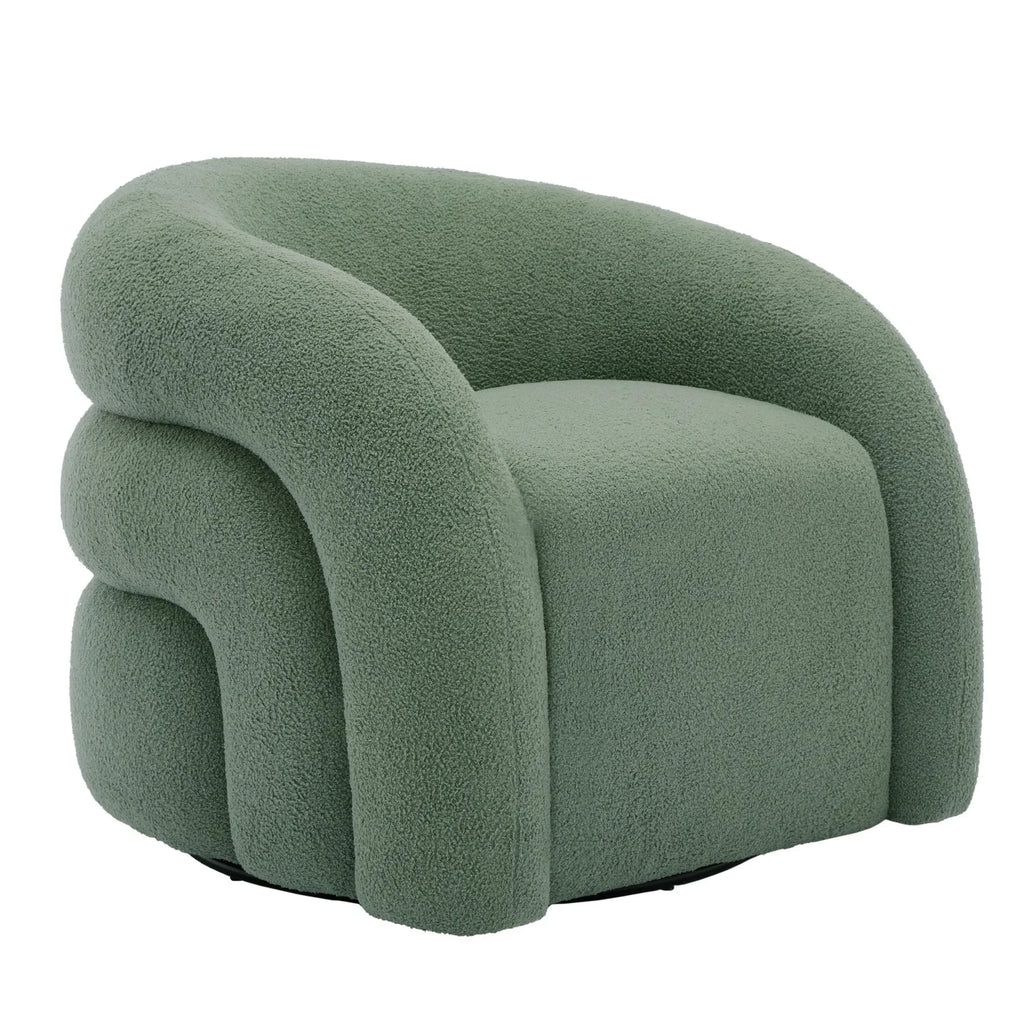 2026 New360" Swivel Accent Chair for Living Room, Boucle Barrel Armchair Single Sofa Chair Reading Chair, Sage Green