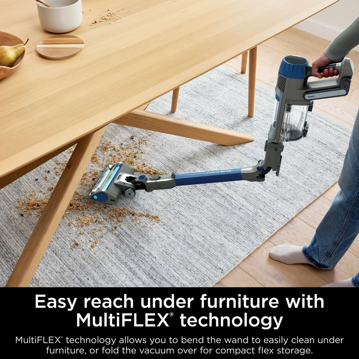 2026 NewShark PowerDetect Cordless Stick Vacuum, Multi-Surface, with DuoClean Detect Nozzle and MultiFLEX Wand, Up to 60 Mins Runtime, IP1250 Blue