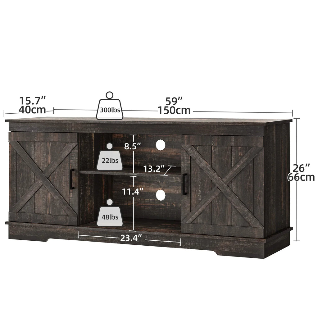 2026 NewDextrus Farmhouse TV Stand for 65 inch TV, Entertainment Center for Living Room, TV Media Console Cabinet, Grey Wash