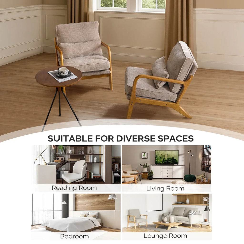 2026 NewKtaxon Accent Chair Corduroy Upholstered Armchair, Reading Club Chair with Pillow and Solid Wood Frame for Living Room Bedroom Furniture Off White