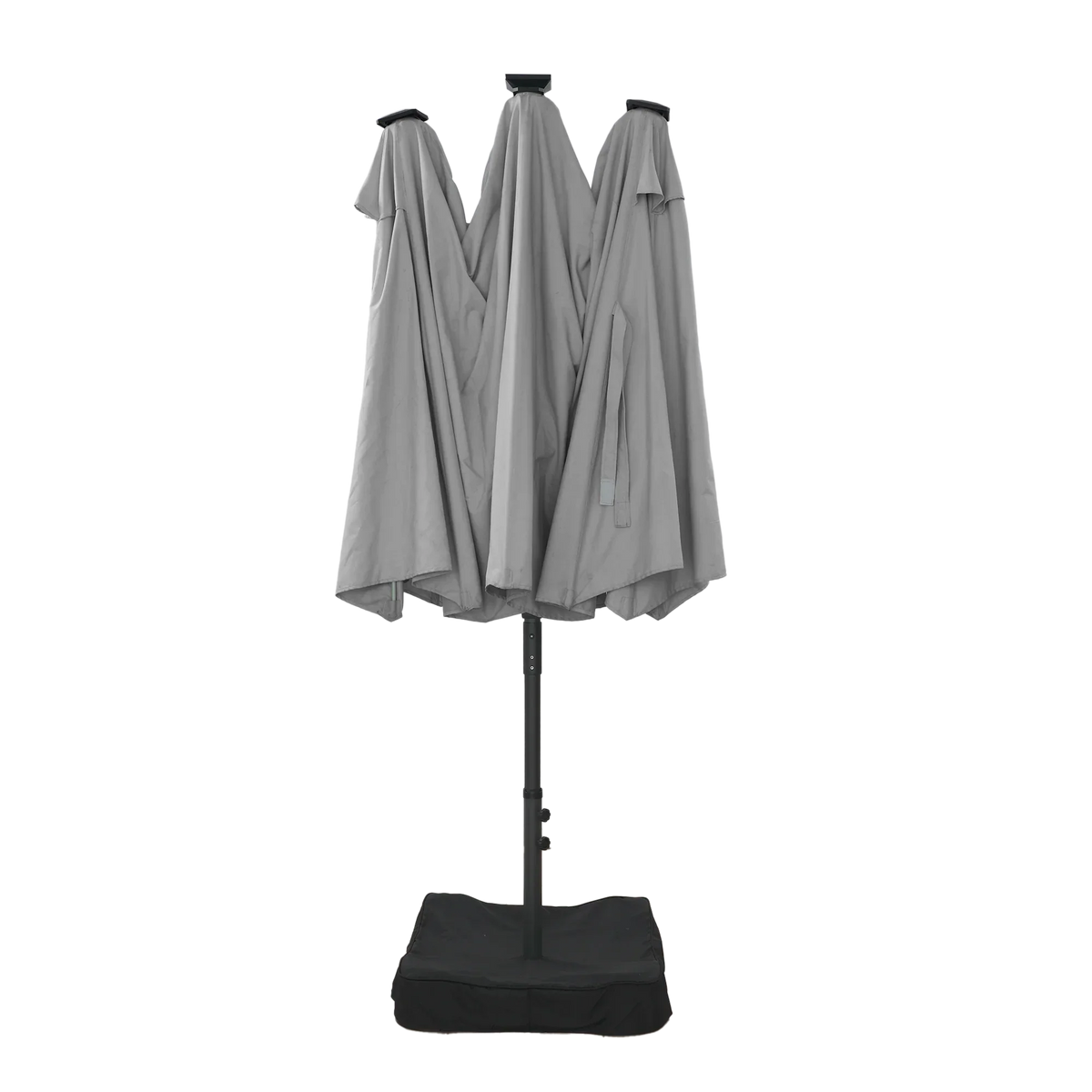 2026 NewMondawe 15ft Patio Umbrella, Large Double-Sided Solar LED Outdoor Umbrella with Fiberglass Ribs and Base for Deck Pool, Navy Blue