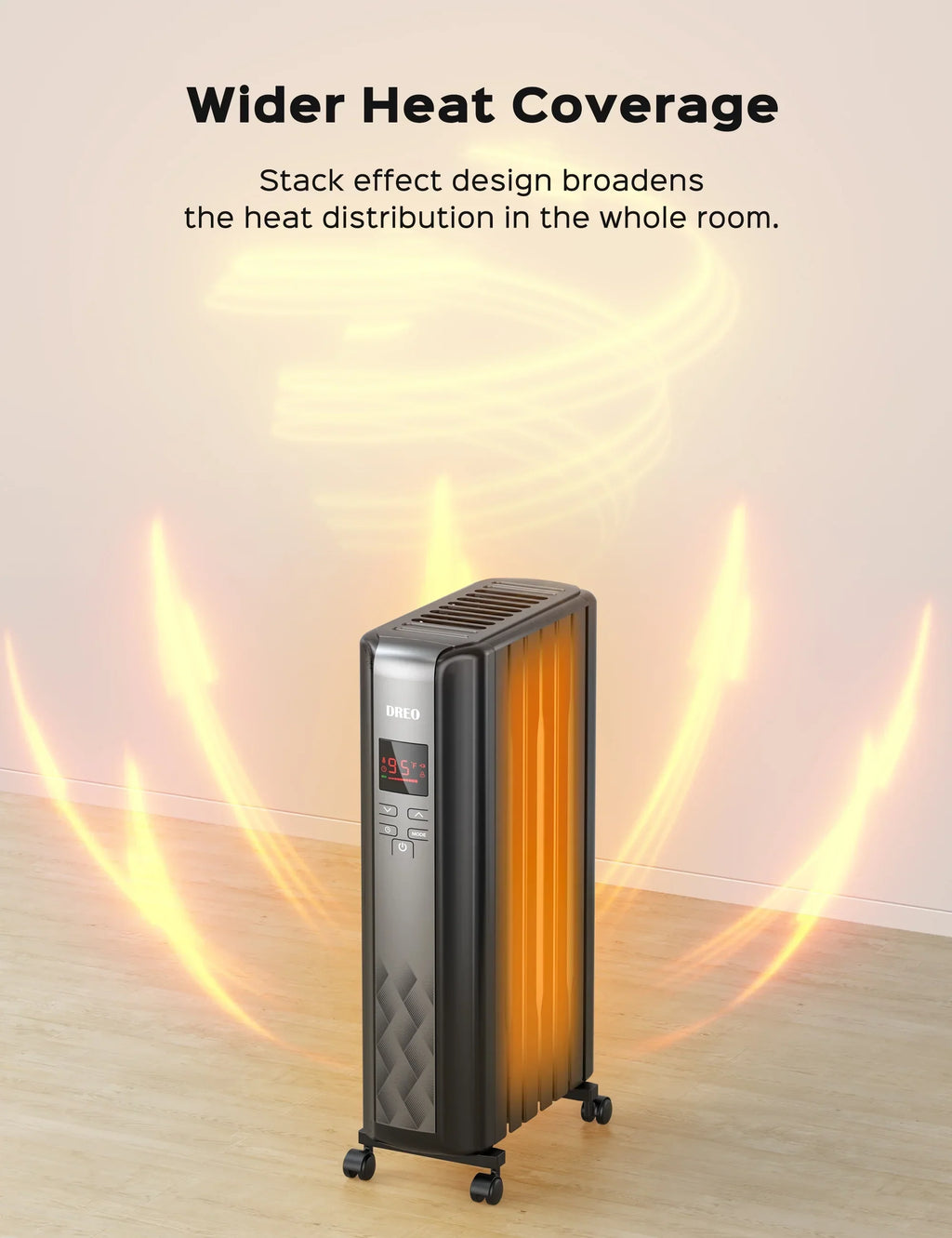 2026 NewDreo Oil Filled Radiator, Electric Radiant Heaters for indoor use Large Room with Remote Control, Child Lock, 4 Modes, Overheat & Tip-Over Protection, 24h Timer, Digital Thermostat, Quiet, 1500W
