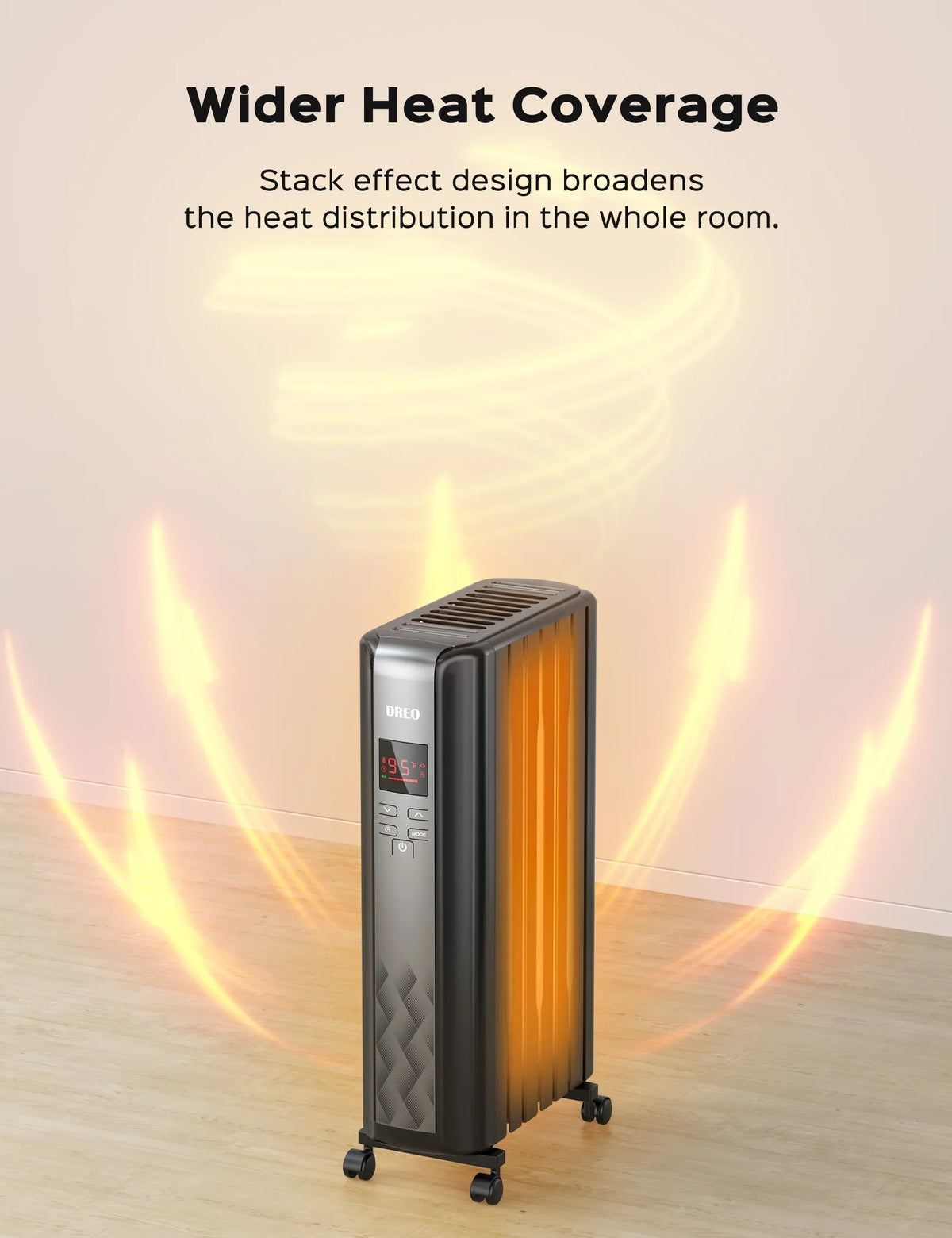 2026 NewDreo Oil Filled Radiator, Electric Radiant Heaters for indoor use Large Room with Remote Control, Child Lock, 4 Modes, Overheat & Tip-Over Protection, 24h Timer, Digital Thermostat, Quiet, 1500W