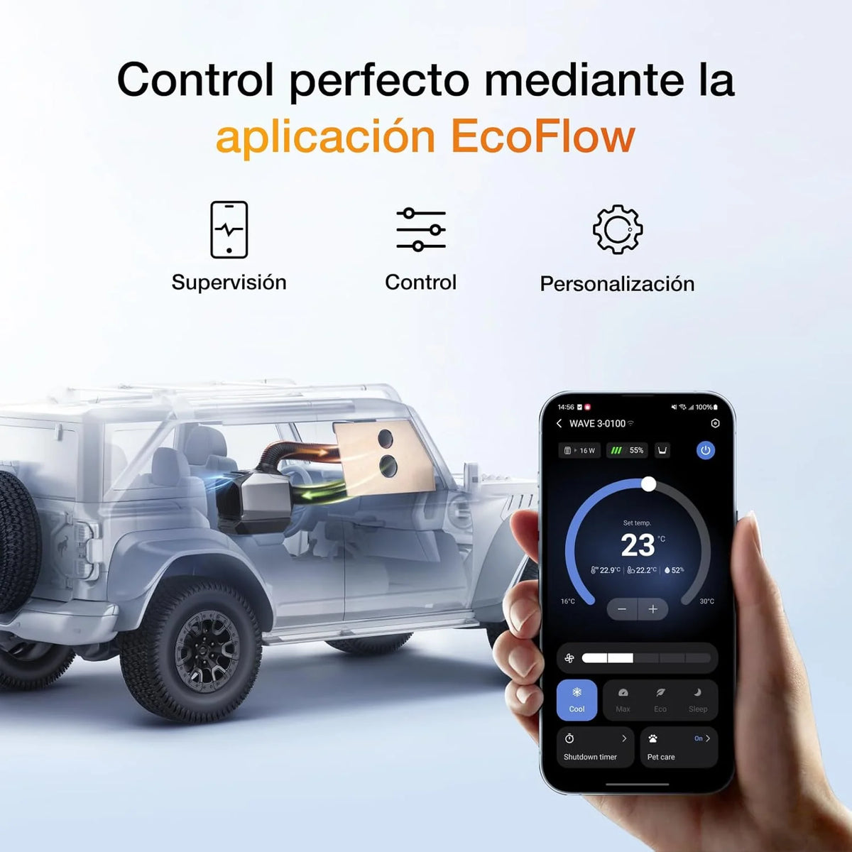 2026 EcoFlow WAVE 3 Climatizador portátil con batería extra de 1024 Wh, refrigeración 1800 W, calefacción 2000 W, autonomía de 8 h, control por app, para camping, autocaravanas, todoterrenos