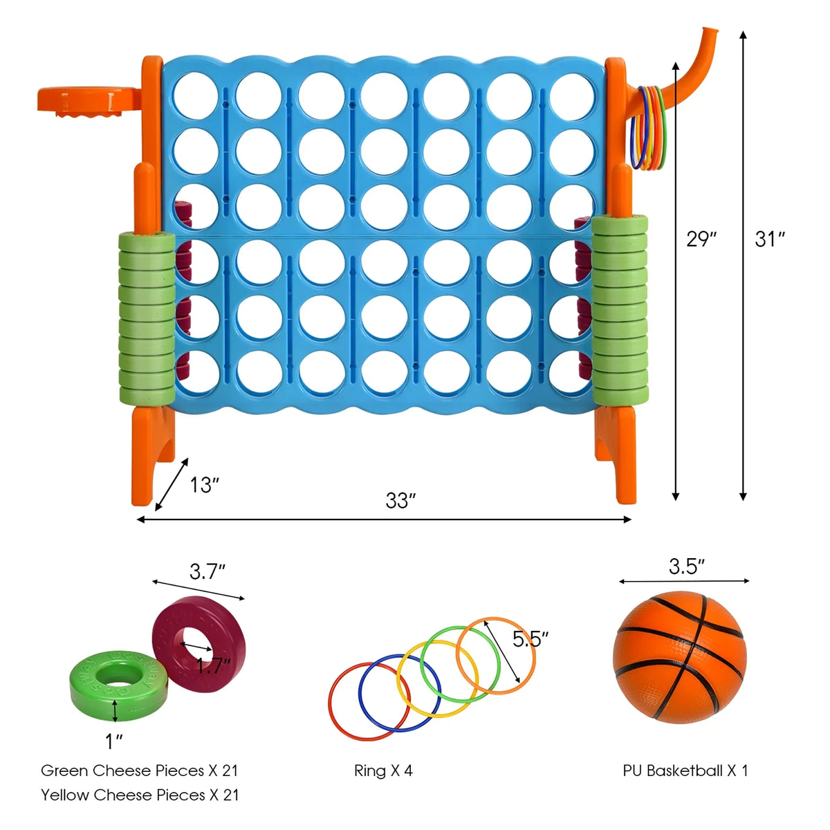 2026 NewCostway Giant 4 in A Row Jumbo 4-to-Score Game Set W/Storage Carrying Bag for Kids Adult
