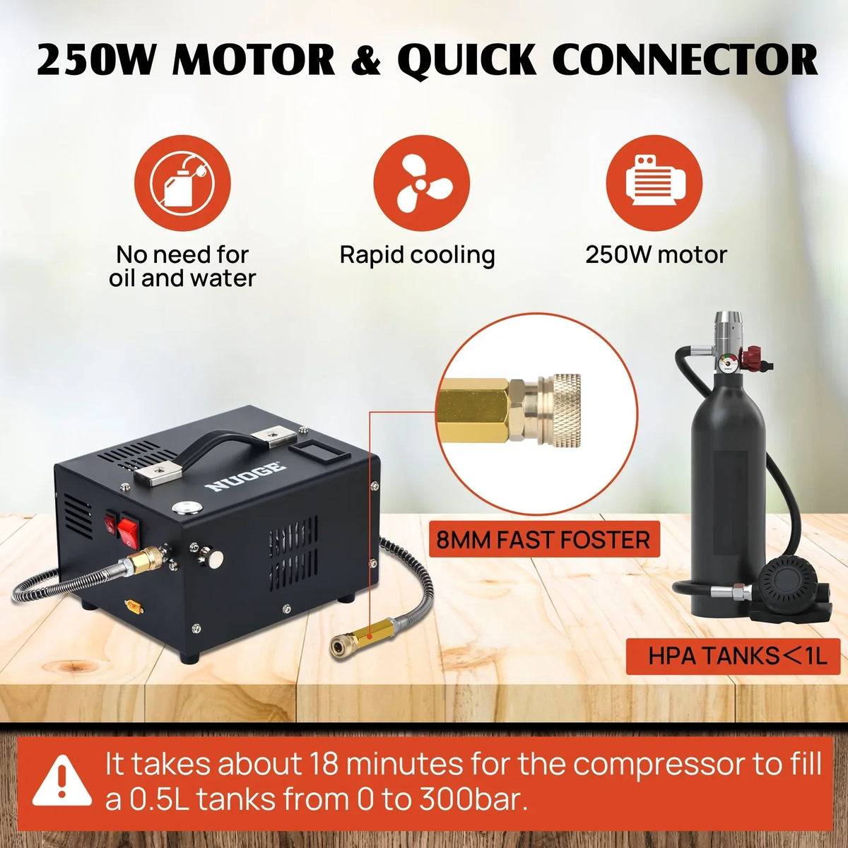 2026 NewNUOGE Pcp Air Compressor,4500Psi 12V DC or 110V AC W/Converter Paintball/Scuba Tank Compressor Pump