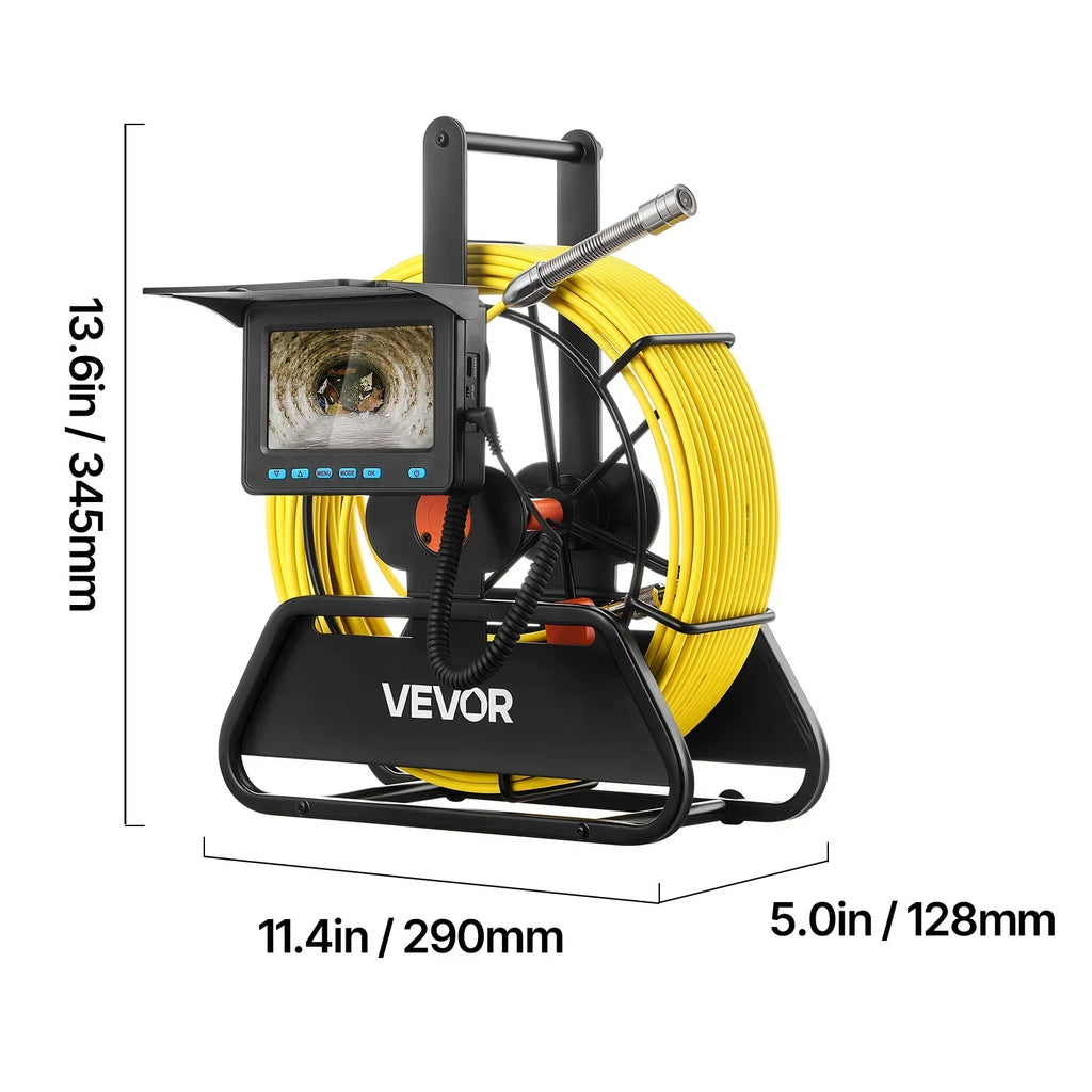 2026 NewVEVOR Sewer Camera, 98 ft/30m, 4.3" Drain Inspection Camera, IP68 Waterproof Snake Plumbing Camera with Lights - 6 Adjustable LEDs, 4500mAh Battery & 16GB Card for Sewer Line Duct Pipes