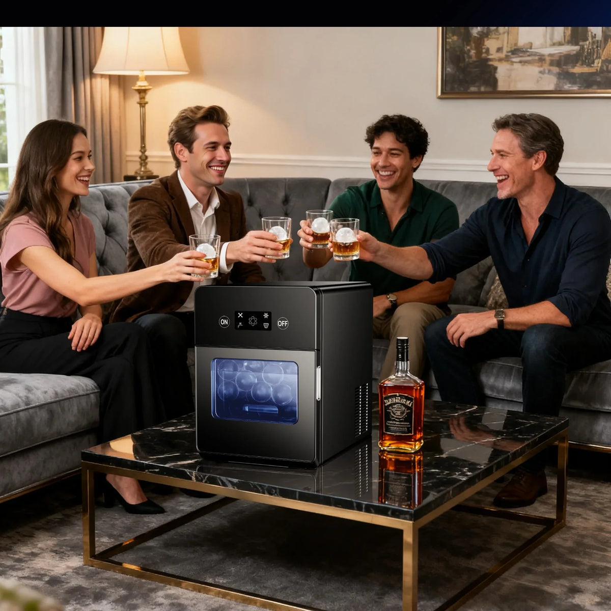 2026 NewSimzlife Sphere Ice Maker,10 pcs/Hour, 150 pcs/Day,Clear Ice Ball Maker with Enhanced Insulation, with LCD Touch Screen, Self-Cleaning, Quiet Home and Bar Ice for Whiskey Bourbon Parties