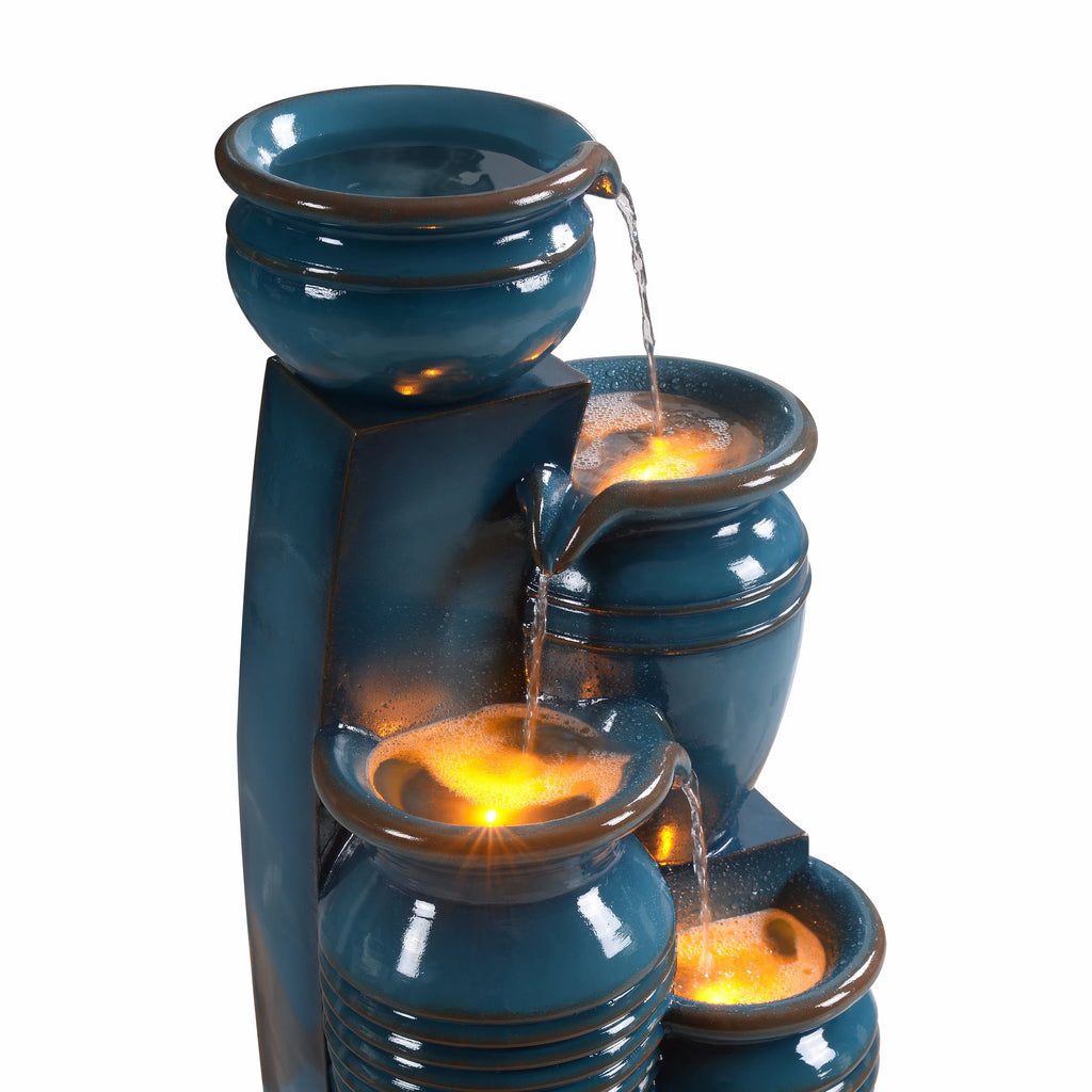 2026 NewTeamson Home 28.74" Solar Water Fountain with LED Lights, Navy
