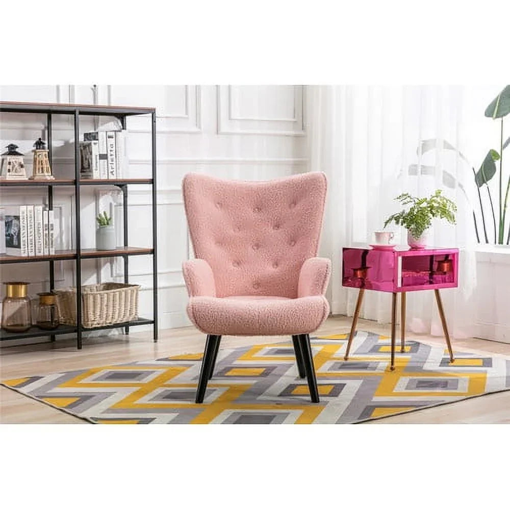 2026 NewAccent Chairs, Single Linen Lounge Reading Armchair with Solid Wood Frame, Mid Century Modern Easy Assembly Arm Chairs for Living Room-Beige