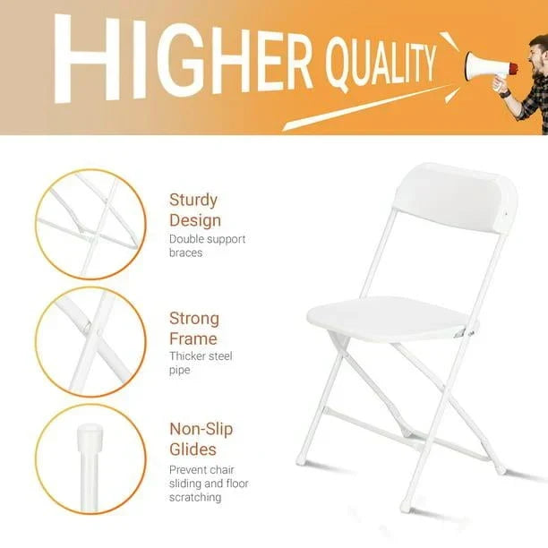 2026 NewKtaxon 10 Pack Commercial Plastic Folding Chairs Stackable Wedding Party Chairs for Adults, White