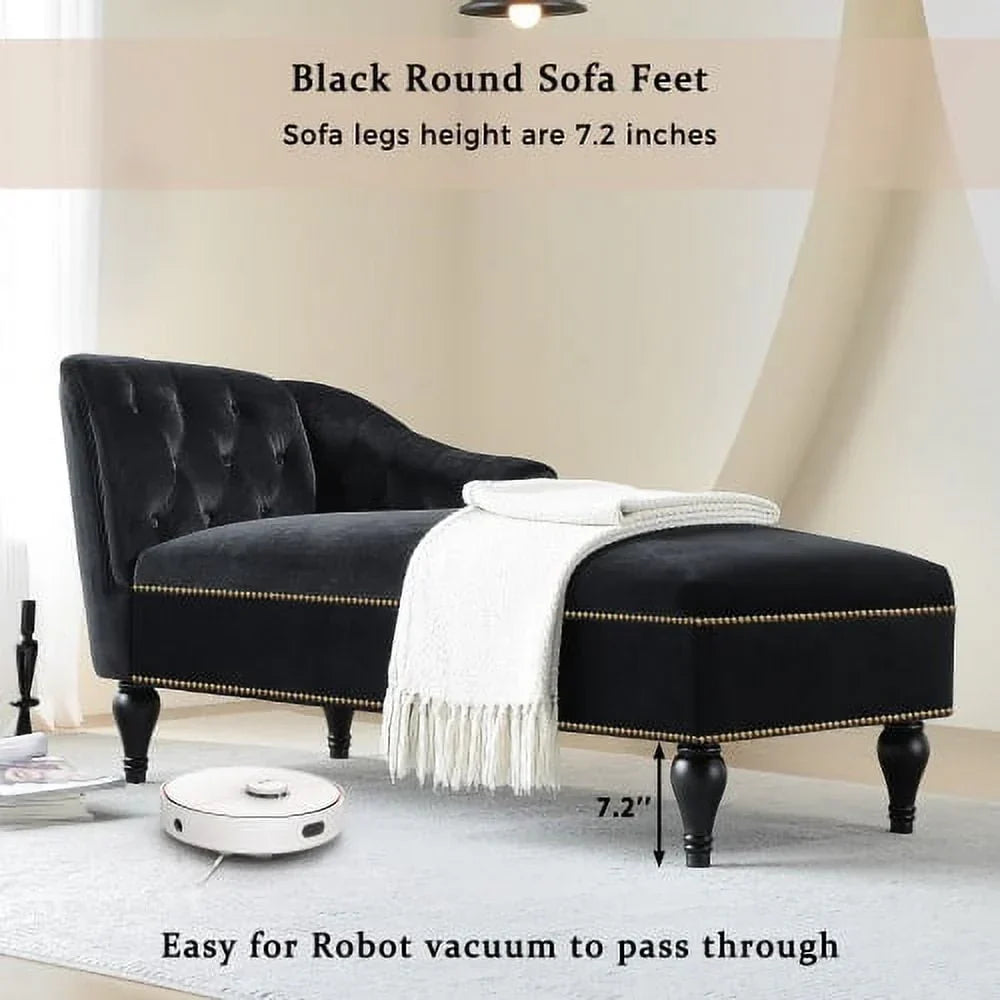 2026 NewTHINK 30,Velvet Chaise Lounge with Rolled Arm, 58” Upholstered Sofa Lounge Chair for Living Room Bedroom