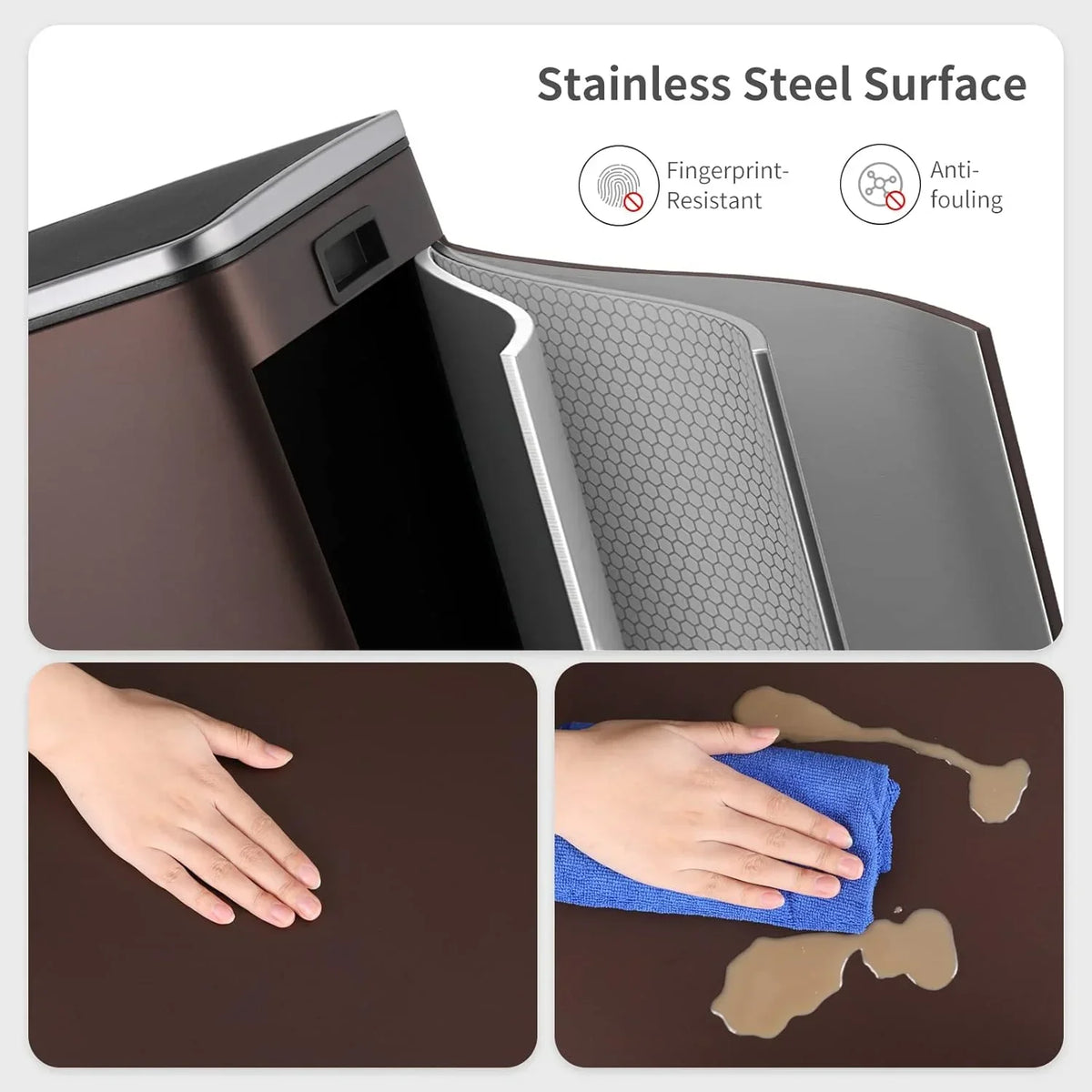 2026 NewArlopu 60 L/16 gal Dual Trash Can, Stainless Steel Garbage Can for Kitchen, Recycle Bin with Lid