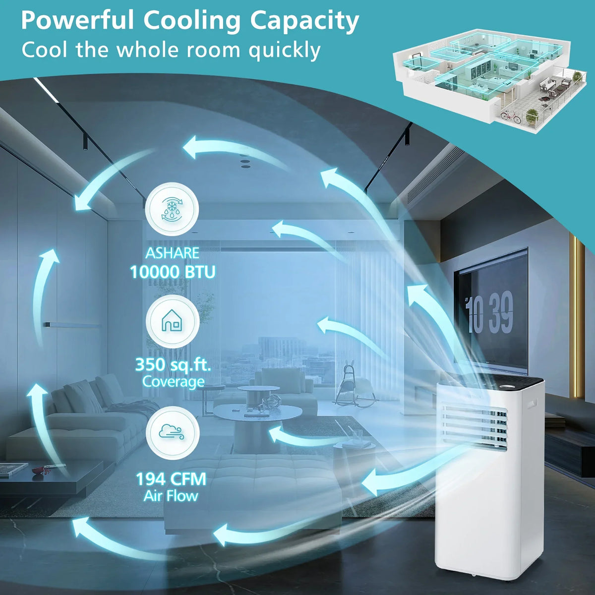 2026 NewCostway 10000 BTU Portable Air Conditioner 3-in-1 Air Cooler with Fan Dehum Sleep Mode