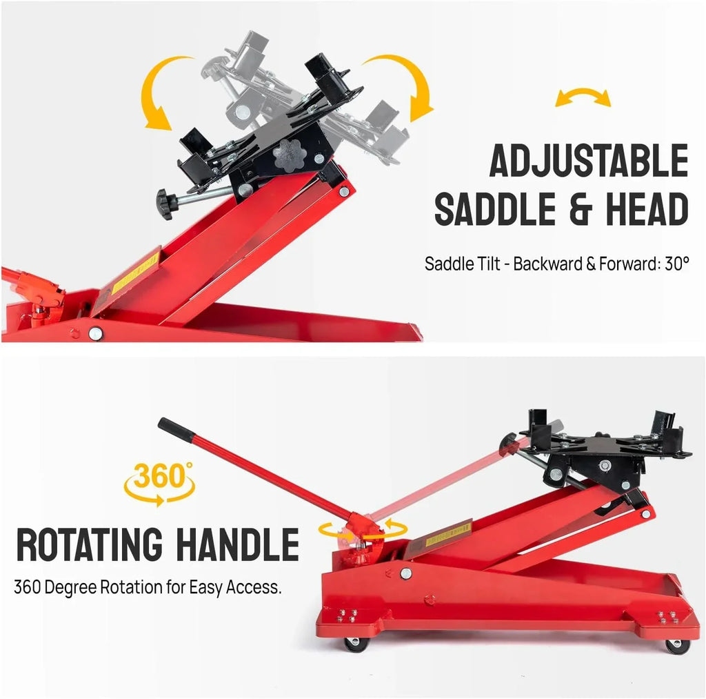 2026 NewTUFFIOM Hydraulic Transmission Service/Floor Jack Lift 1/2 Ton (1,000 lb) Capacity, Low Profile Roll-Under Floor Trolley, Automotive Shop Tool Hoist Lift Lifting Jack, Red
