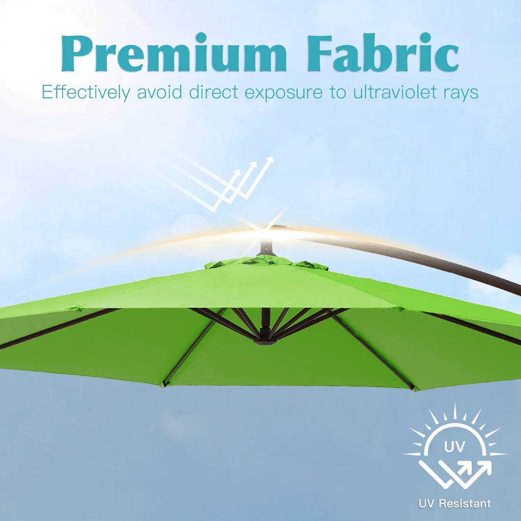 2026 NewJUSTLET 10ft Heavy Duty Patio Hanging Offset Cantilever Patio Umbrella W/ 4-Piece Base Included Included, Beige