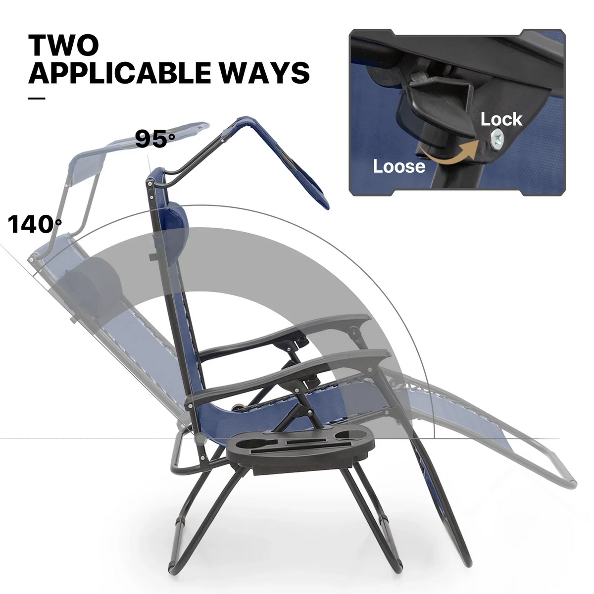 2026 NewMoNiBloom Zero Gravity Chairs Set of 2, Folding Outdoor Patio Beach Recliner with Canopy Shade & Headrest, Black