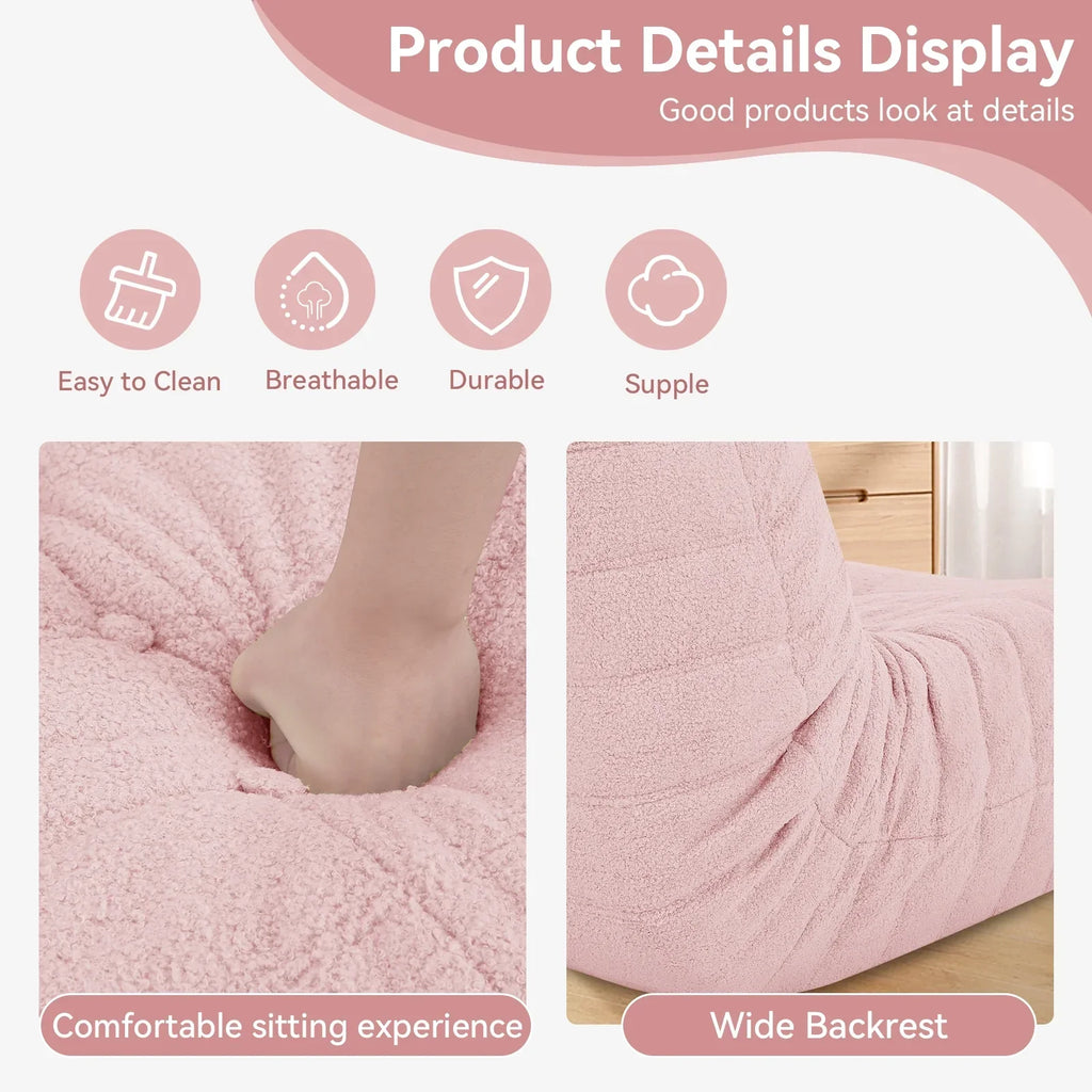 2026 NewVFD Bean Bag Chairs for Adults, Beanbag Chair with Ottoman Lounge Sofa Memory Foam Comfy Reading Chair for Bedroom & Living Room, Lazy Floor Sofa Couch