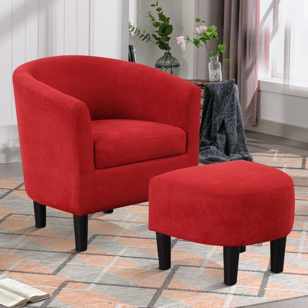 2026 NewBonzy Home Velvet Accent Chair with Ottoman for Living Room,Beige
