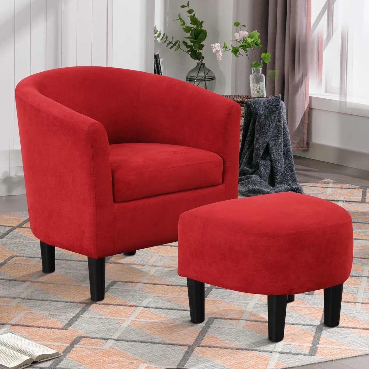 2026 NewBonzy Home Velvet Accent Chair with Ottoman for Living Room,Beige