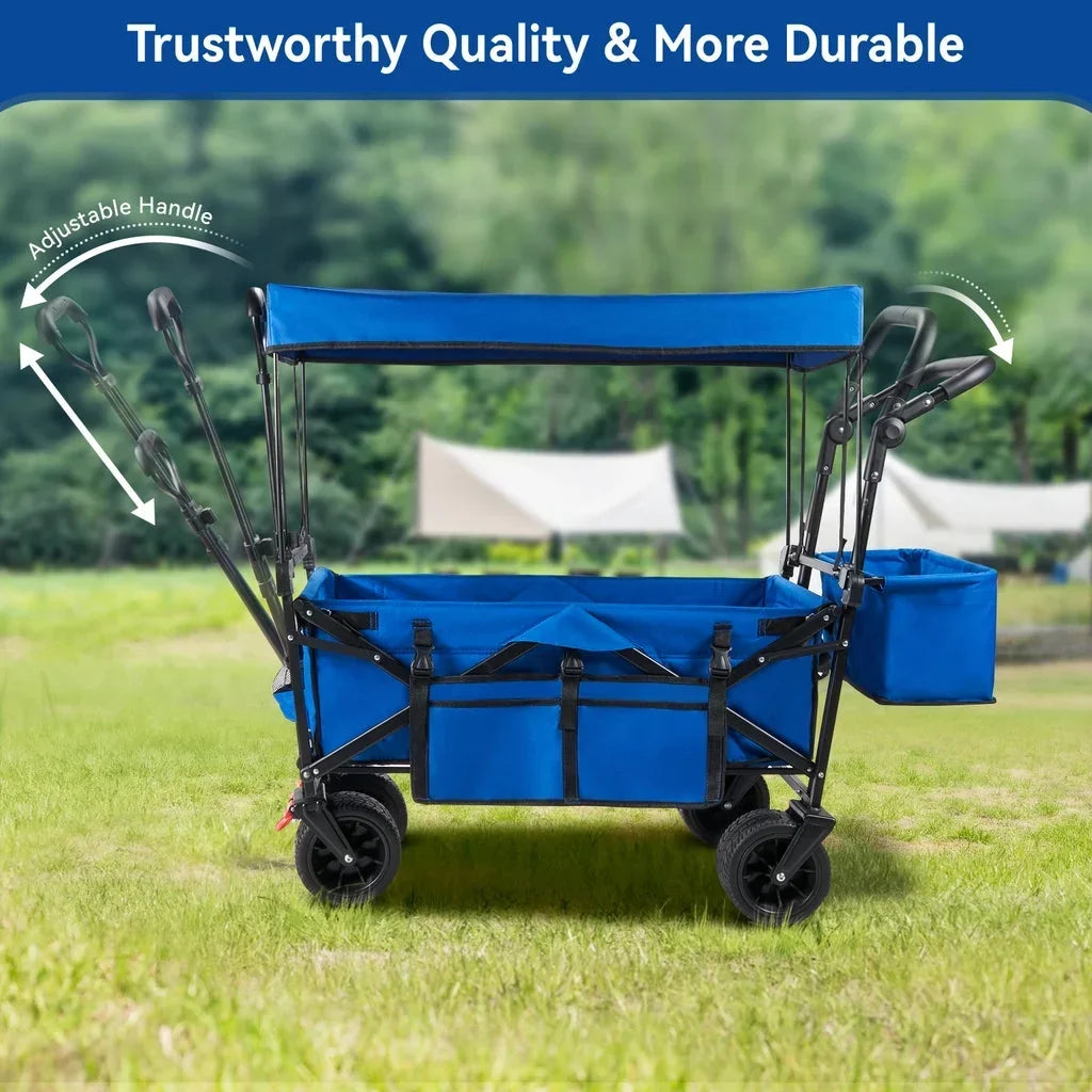 2026 NewVECUKTY Collapsible Garden Wagon Cart with Removable Canopy Black