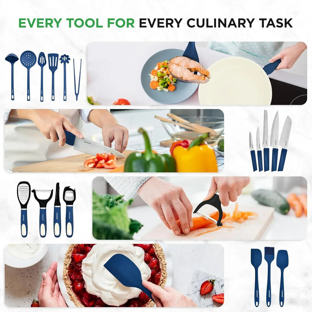 2026 New54-Piece Kitchen Cookware Set �C Complete Non-Stick Ceramic Pots and Pans Set with Utensils, Bakeware, and Knife Set, Gas, Electric & Induction Compatible, Blush Pink Kitchen Essentials