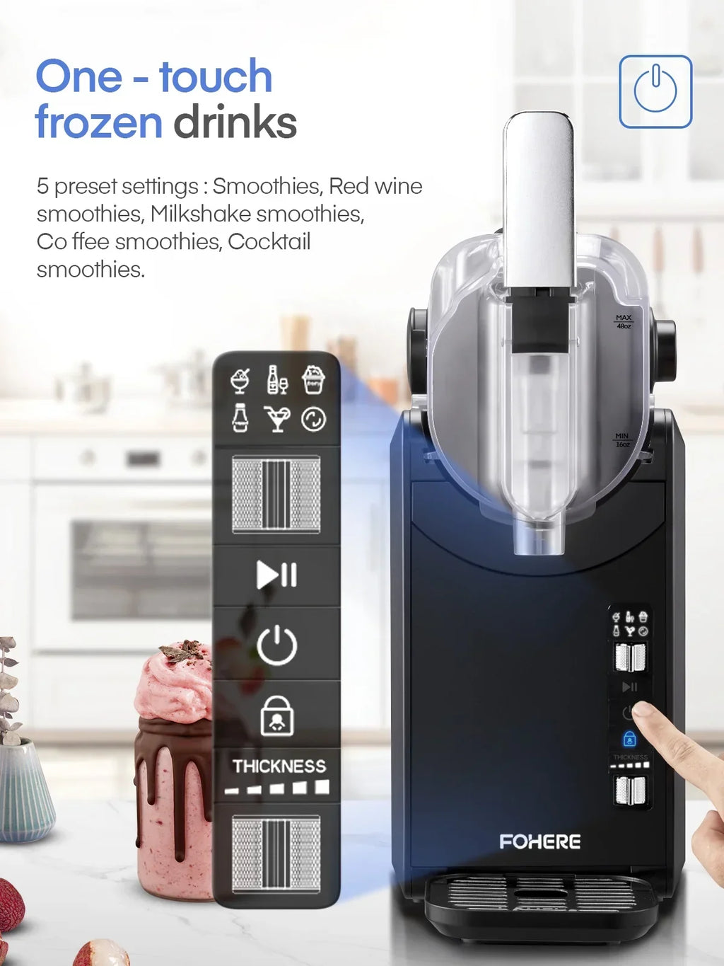 2026 New5-in-1 Slushie Machine, No Ice Needed, 15 Min Slushy Machine for Home with Self-Cleaning, Professional Frozen Drink Maker, 5 Preset Programs, Frozen Margaritas, Frapp"s, Milkshakes, and More, FOHERE